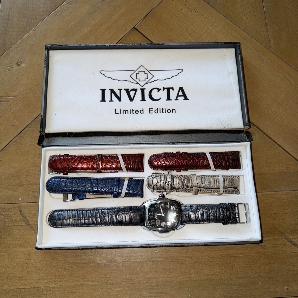 Invicta Limited Edition Model 0399 Watch Genuine Leather Bands Needs Battery - Picture 4 of 6